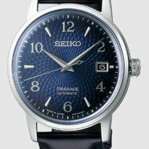 Presage SRPE43J1 Cocktail Time 'Old Clock' Blue Dial Dark Blue Leather Strap